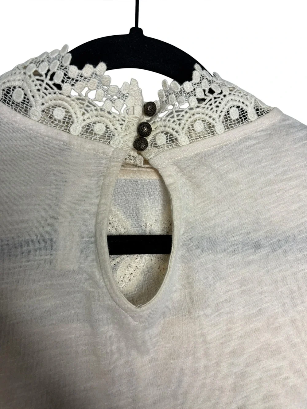 Anthropologie Jemma Cream Crochet Lace Romantic Blouse Size S Embellished Cotton